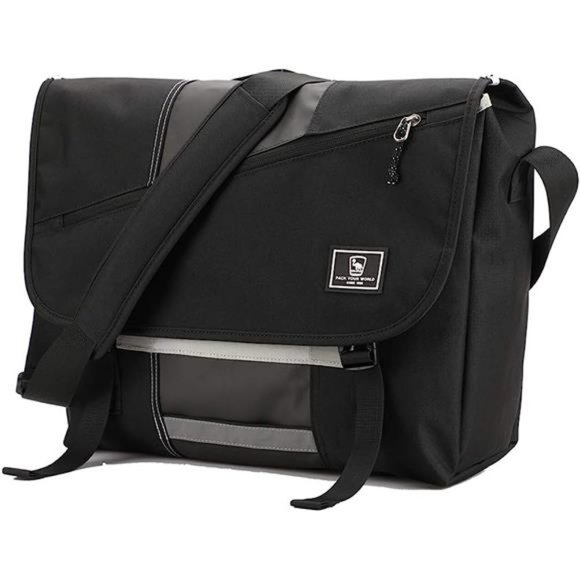 Messenger Bag for Women Men Satchel 14 Inch-black
